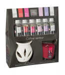 Namų aromaterapijos rinkinys - žvakidė aliejui + 6 kvepalų ekstraktų x 5 ml