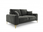 Dvivietė sofa Mazzini Sofas Madara, veliūras, tamsiai pilka/auksinės spalvos