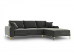 Mink&scaron;tas kampas Mazzini Sofas Madara, veliūras, tamsiai pilkas/auksinės spalvos