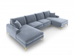 Mink&scaron;tas kampas Mazzini Sofas Madara 6S, &scaron;viesiai mėlynas/auksinės spalvos