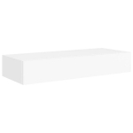 vidaXL Sieninė lentyna su stalčiumi, baltos spalvos, 60x23,5x10cm, MDF