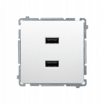Lizdas su 2 Usb įkrovikliais, baltas, 2.1a