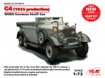 Klijuojamas Modelis ICM 72471 G4 (1935 production), WWII German Staff Car, snap fit/no glue 1/72