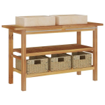 Vonios spintelė su kreminiais praustuvais, tikmedis/marmuras, Kreminė