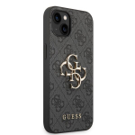 Guess PU 4G Metal Logo Case skirtas iPhone 14, pilkas