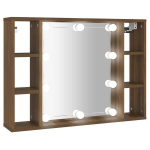 Veidrodinė spintelė su led ap&scaron;vietimu, ruda ąžuolo, 76x15x55cm