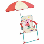 FUN HOUSE Peppa Pig Folding camping chair with parasol - H.38.5 x W.38.5 x D.37.5 cm + parasol &oslash; 65 cm - For children