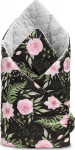 Kūgio formas vystyklas Sensillo Flowers Black, 75x75 cm, juodas