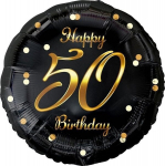 Folinis balionas Happy 50 Birthday, 36 cm, juodas