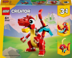 LEGO&reg; 31145 Creator 3in1 Raudonasis drakonas; Žaislas su 3 gyvūnų figūrėlėmis, įskaitant Raudonąjį drakoną, žuvį ir feniksą
