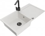 Granitinė virtuvinė plautuvė Mexen Leo su mai&scaron;ytuvu ir sifonu, White+Black