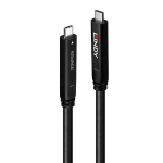 USB Kabelis - LINDY USB 3.2 10Gbps ir DP 1.4 Type C Hibridinis Laidas (4 juostos), 10Gbps, 4K144Hz, 60W, 15 m, Juodas