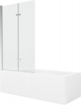 Vonia Mexen Cubik su apdaila ir stiklo sienele, 170x70 cm + 100 cm (II), White+Chrome/Transparent