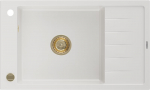 Granitinė virtuvinė plautuvė Mexen Elias su sifonu, White+Gold, 795 x 480 mm
