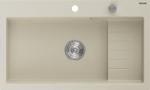 Granitinė virtuvinė plautuvė Mexen Omar su sifonu, Beige+Chrome, 800 x 480 mm