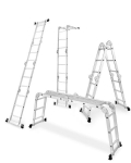 Universalios aliuminio kopėčios Drabest Home 4x3 + platforma, 125 kg
