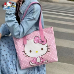 Hello Kitty drobinė pirkinių rankinė moterims, Rožinė ir balta KT katė