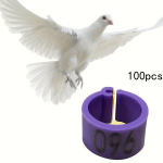 100vnt/mai&scaron;elis 8MM plastikiniai balandžių žiedai numeruoti.,  Violetinė su numeriu (100 vnt.)