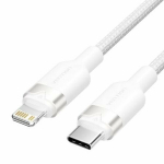 Vention USB 2.0 Type-C vyri&scaron;kas į Lightning vyri&scaron;kas 1m 3A kabelis LALWF, baltas, 480Mbps duomenų perdavimas, nailono pintas