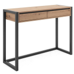 Konsolinis stalas, pramoninio stiliaus stalas su 2 stalčiais, 100x75x35 cm, pilkas