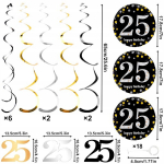 25-ojo gimtadienio gimtadienio dekoracijos Spiralės Serpentinai pakabinti