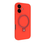 &bdquo;Evelatus&ldquo; &bdquo;Apple iPhone 16 Premium Magsafe&ldquo; silikoninis dėklas su stovu, raudonas, mink&scaron;tas lietimui, &bdquo;MagSafe&ldquo;