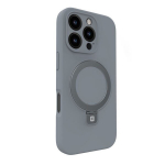 &bdquo;Evelatus&ldquo; &bdquo;Apple iPhone 16 Pro Max Premium Magsafe&ldquo; silikoninis dėklas su stovu, mink&scaron;tas lietimui, sidabrinis