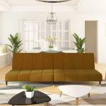 Dvivietė sofa-lova, rudos spalvos, aksomas
