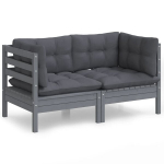 Dvivietė sodo sofa，Lauko sofa su antracito pagalvėlėmis, pu&scaron;ies masyvas CFE88662