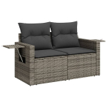 Dvivietė sodo sofa，Lauko sofa su pagalvėlėmis, pilkos spalvos, poliratanas CFE25477