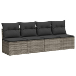 Keturvietė sodo sofa，Lauko sofa su pagalvėlėmis, pilka, poliratanas CFE11206