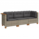 Trivietė sodo sofa，Lauko sofa su pagalvėlėmis, pilkos spalvos, poliratanas CFE41888