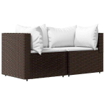 Kampinės sofos，Lauko sofa dalys su pagalvėlėmis, 2vnt., rudos, poliratanas CFE55710