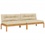 Vidurinės sofos，Lauko sofa dalys i&scaron; palečių su pagalvėmis, 2vnt., akacija CFE54740