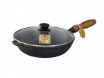 KETAUS KEPTUVĖ MAYSTERNYA &Oslash;24 cm su medine rankena ir stiklo dangčiu (modelis T304С3)