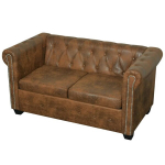 Chesterfield dvivietė sofa，Poilsio sofa, dirbtinė oda, ruda CFE62520