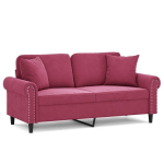 Dvivietė sofa，Poilsio sofa su pagalvėlėmis, raudonojo vyno, 140cm, aksomas CFE62712