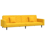Dvivietė sofa-lova，Poilsio sofa su dvejomis pagalvėmis, geltona, aksomas CFE40627
