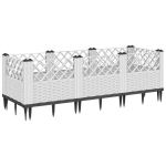 Sodo Lovelis，Gėlių dėžė，Gėlių vazonas su kuoliukais, baltas, 123,5x43,5x43,5cm, PP CFE87929