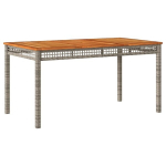 Sodo stalas，Lauko stalas, pilkas, 140x80x75cm, poliratanas ir akacija CFE513222