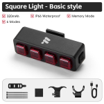 Motociklų priedai galinis žibintas Multi LED IP66 galinis žibintas automatinio paleidimo / sustabdymo stabdžių jutiklis, &bdquo;Square-4 Basic&ldquo;