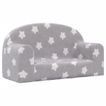 Vaiki&scaron;ka dvivietė sofa, pilka, mink&scaron;tas pliu&scaron;as, su žvaigždėmis CFE33389