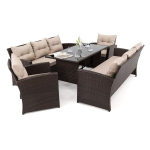 Lauko baldų komplektas FLORIDA 8 BD|Technoratanas|Rudas|Pagalvės smėlio 01