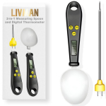 Virtuvinės svarstyklės LIVMAN X7 &ndash; 2in1 elektrinis virtuvės termometras ir skaitmeninis matavimo &scaron;auk&scaron;tas sausiems ir &scaron;lapiems ingredientams, talpa iki 500g, komplekte yra CR2032 baterija