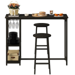 BARO KOMPLEKTAS: STALAS + 2 KRĖSLOS (BARAIS) &ndash; JUODAS &ndash; LOFT STILIUS / MODERNUS 120 CM