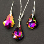 Sidabrinis papuo&scaron;alų rinkinys moterims DiamondSky &bdquo;Baroque IV (Vitrail Medium)&ldquo; su Swarovski kristalais
