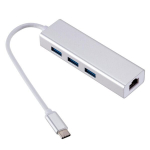 Roger AD15642 USB-C Hub - &Scaron;akotuvas 3 x USB 3.0 / RJ45, Sidabrinė