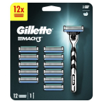 Rinkinys Gillette Mach3: skustuvas, 1 vnt. + skustuvo galvutės, 12 vnt.