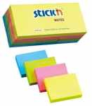 Lipnūs lapeliai STICK&acute;N notes, 38x51 mm, 12x100 lapelių, 4 neoninių spalvų