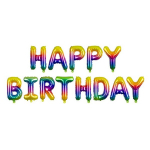 Foliniai balionai Happy Birthday, įvairių spalvų
